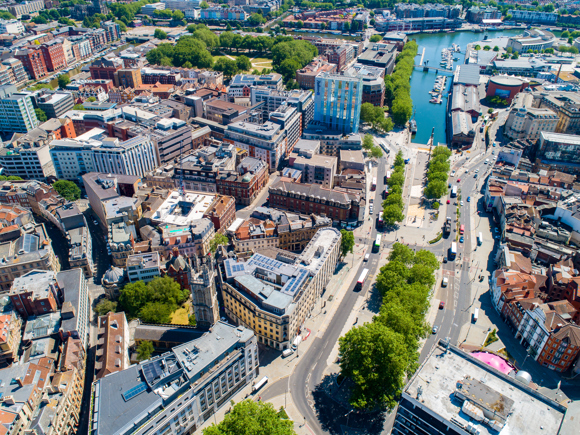 Aerial View Of Bristol City Centre